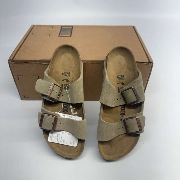 Birkenstock Arizona Suede Leather Sandals Tan Size 35 US (L6) New Without Box - Picture 2 of 7